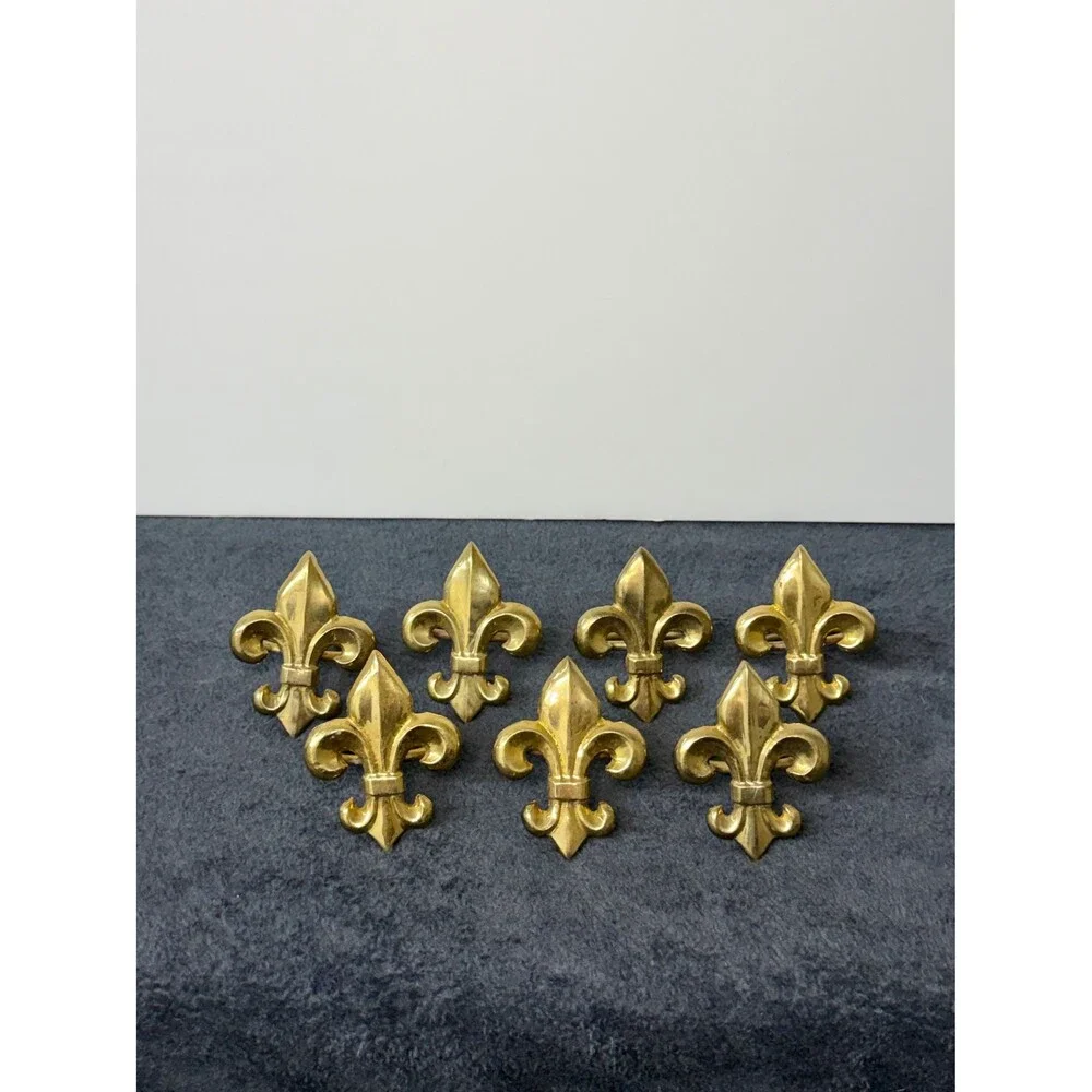 Vintage Brass Fleur de Lis Napkin Rings Set of 7 French Table Decor
